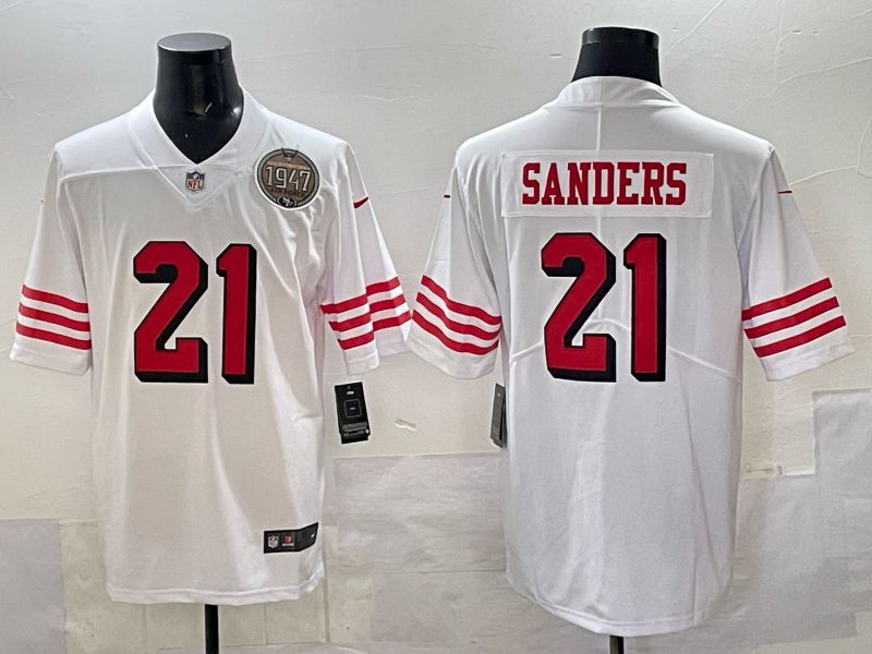 Men San Francisco 49ers 21 Sanders White Throwback Nike Limited NFL 2025 Jersey style 04